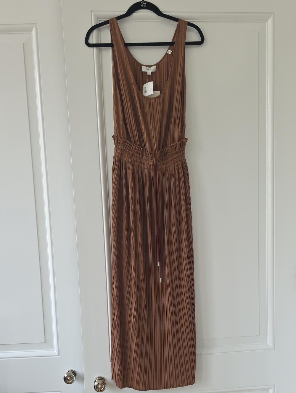 A.L.C. Pleated Sleeveless Maxi Dress in Brown, NWT ,size Xs